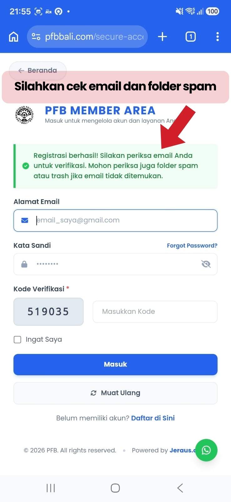 Cek Folder Spam