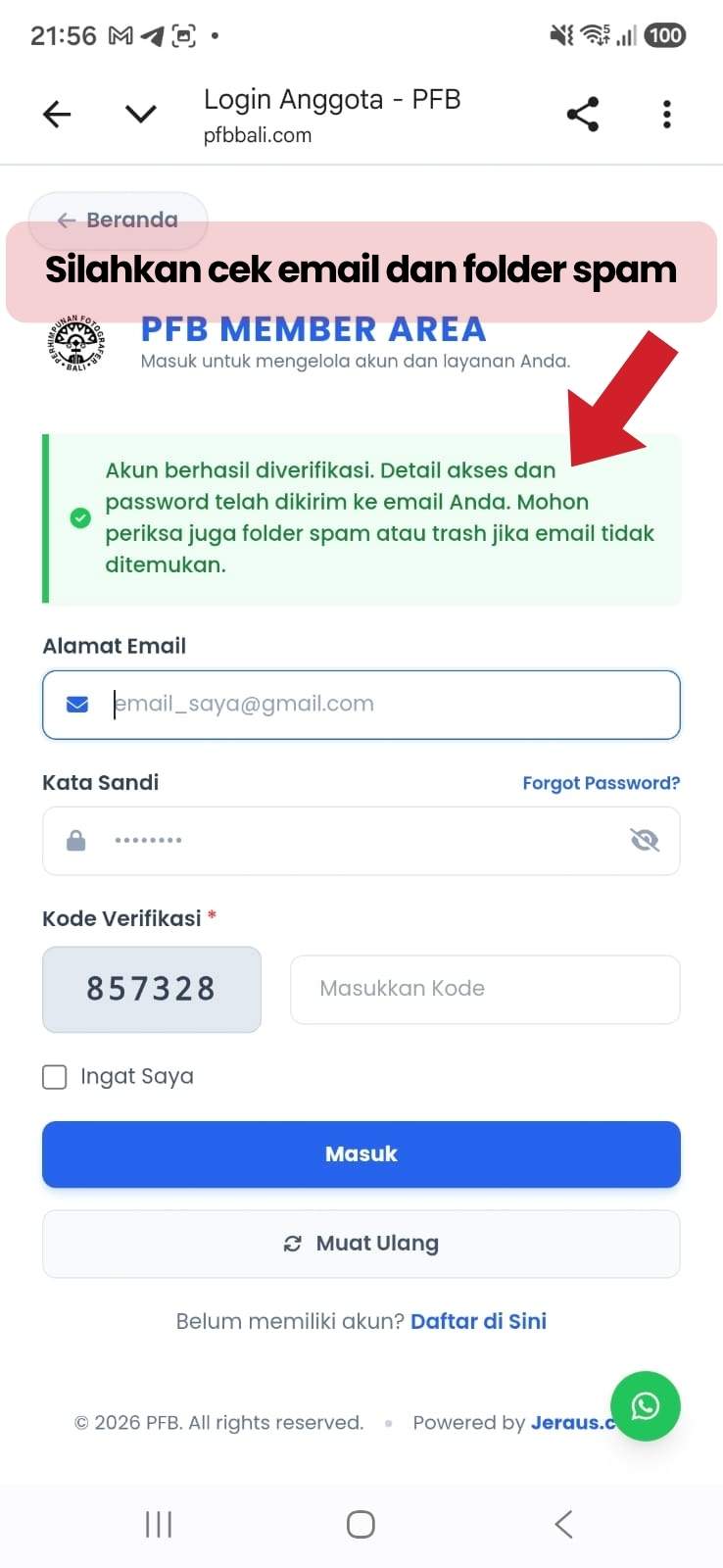 Verifikasi Sukses